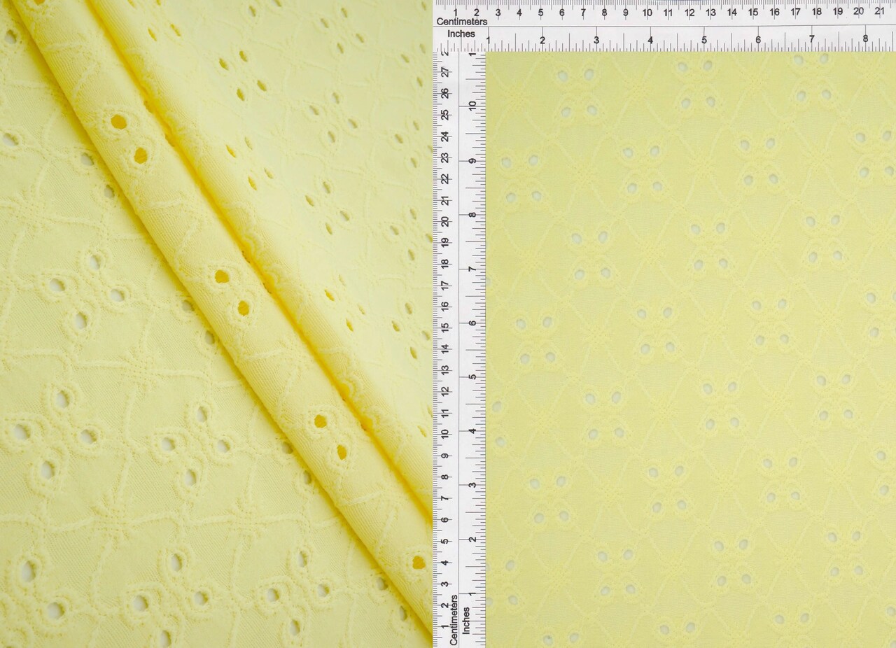 1 Yard DTY Knit Jacquard Eyelet Fabric 190 GSM, 58/60″ Wide Polyester Spandex Blend